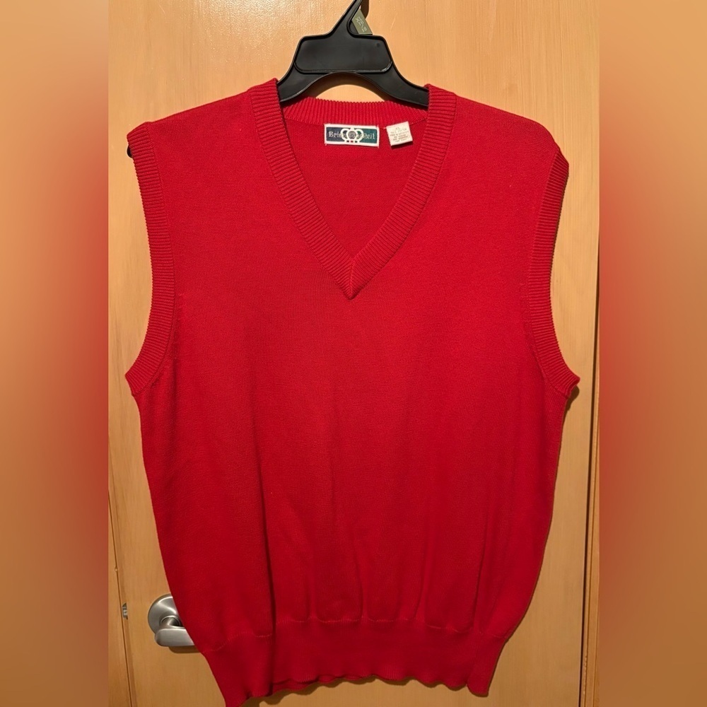 Brian MacNeil 100% Cotton Sweater Vest Red Men’s Size X-Large EUC